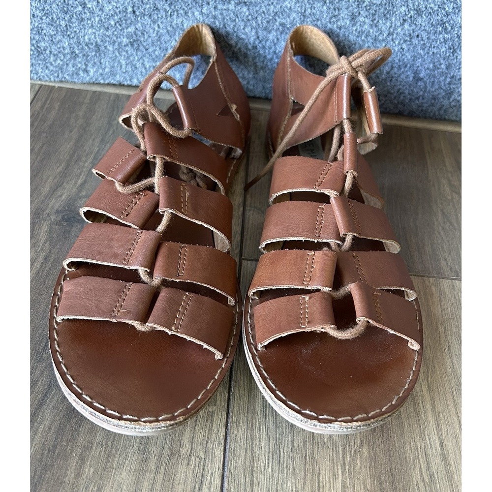 Steve Madden SQUIDD Lace Up  Gladiator Sandals - Women's 10M - Cognac